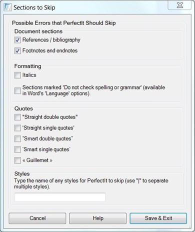 Sections to Skip