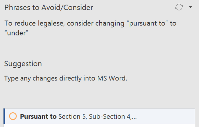 Phrases to Avoid/Consider box in PerfectIt